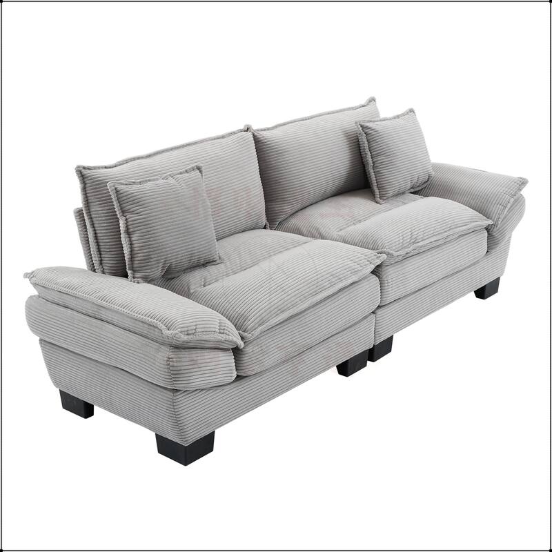 Corduroy Sofa Sleeper with Pillows