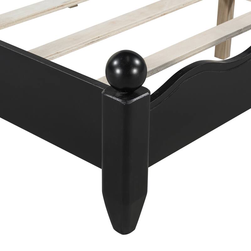 Wood Platform Bed with Upholstered Headboard by Harper&Bright Designs