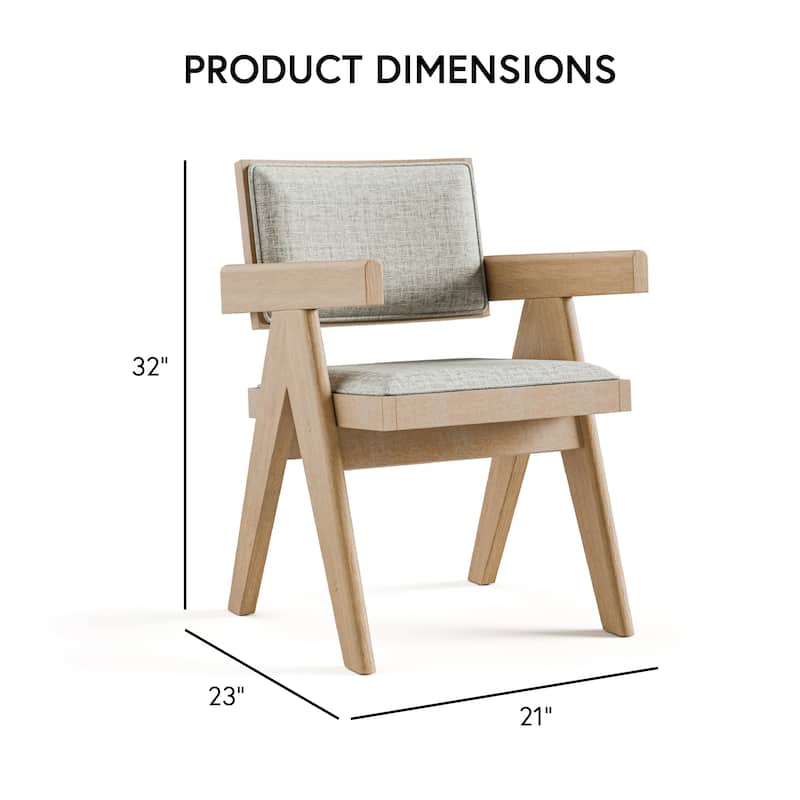 Furniture of America Rockinwel Modern Natural Oak Wood Upholstered Arm Chair (Set of 2)