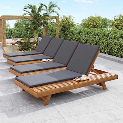 Christopher Knight Home- Kane Acacia Wood Adjustable Outdoor Chaise Lounge Set of 4