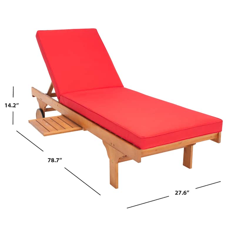 SAFAVIEH Outdoor Aubrie Adjustable Chaise Lounge Chair with Wheel.