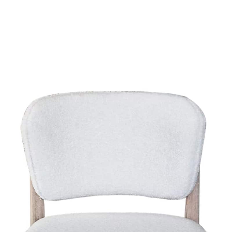 Dining Side Chair Set of 2, Plush White, Open Back, Natural Gray Wood