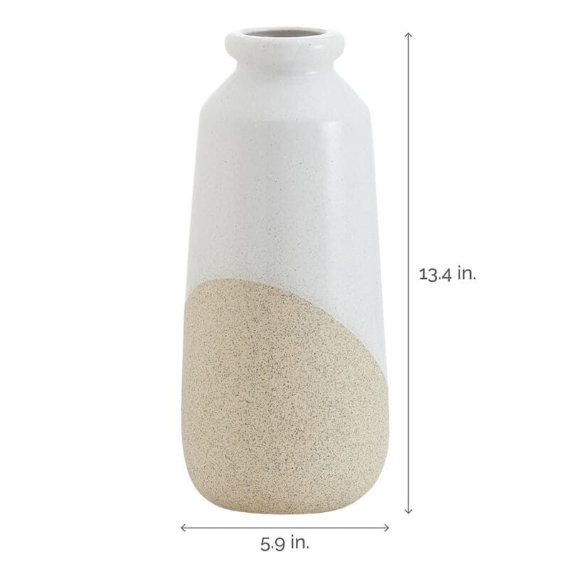 Elements Natural 2-Tone Stoneware Vase, 6X13 Inch