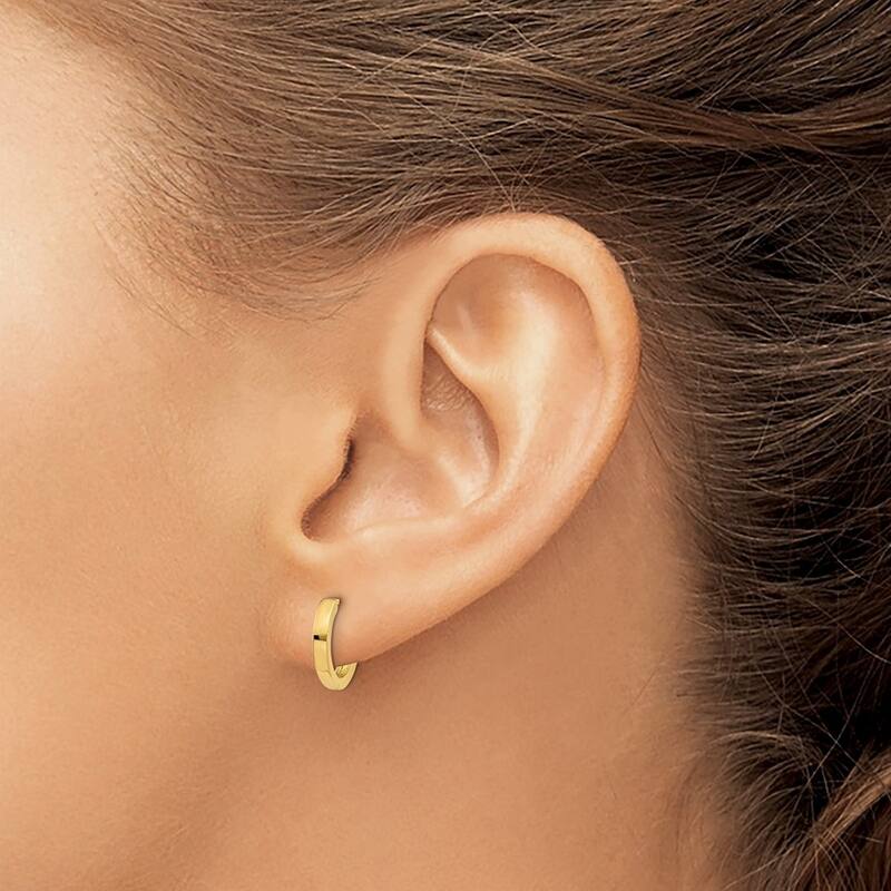 Curata 10k Yellow or White Gold 10.55x3mm Hinged Hoop Earrings