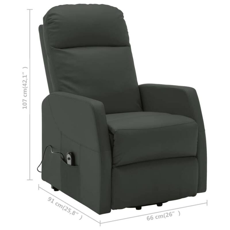 vidaXL Power Lift Recliner Electric Lift Chair for Home Theater Faux Leather - 26" x 35.8" x 42.1"