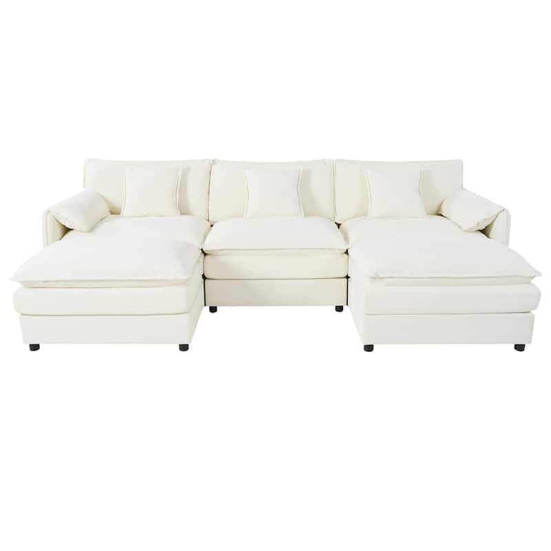 109.45" Chenille Upholstered U-Shaped Modular Sectional Sofa with Double-Layer Cushions, DIY Combination