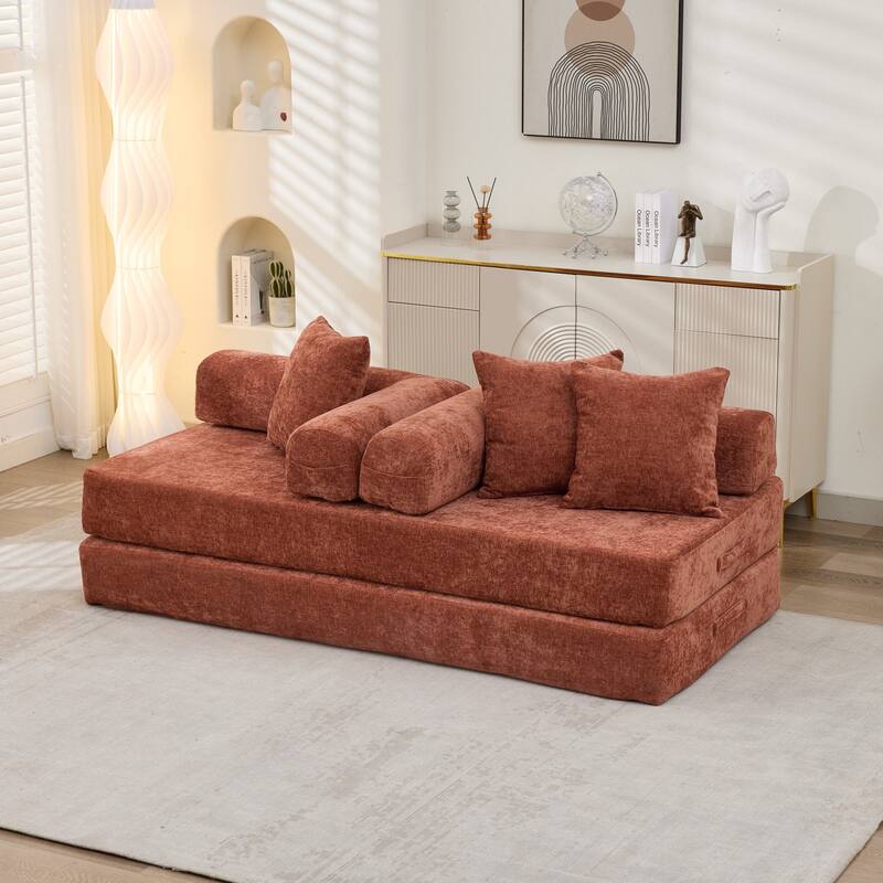 Roomfitters Folding Sofa Bed with 3 Pillows, Convertible Floor Lounger Sleeper Couch for Living Room and Guest Room