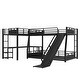 preview thumbnail 29 of 29, L-Shaped Metal Bunk Bed and Loft Bed with Desk, Storage Shelves and Slide