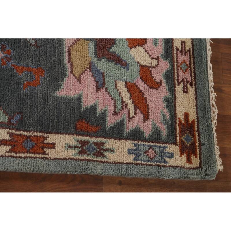 Transitional Gray Oushak Oriental Area Rug Handmade Wool Carpet - 8'1"x 9'10"
