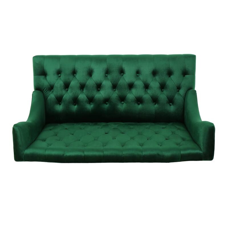 Luxury Velvet Emerald Loveseat with Button Tufted, Upholstered Sofa Couch 2-Seater Settee with Wingback