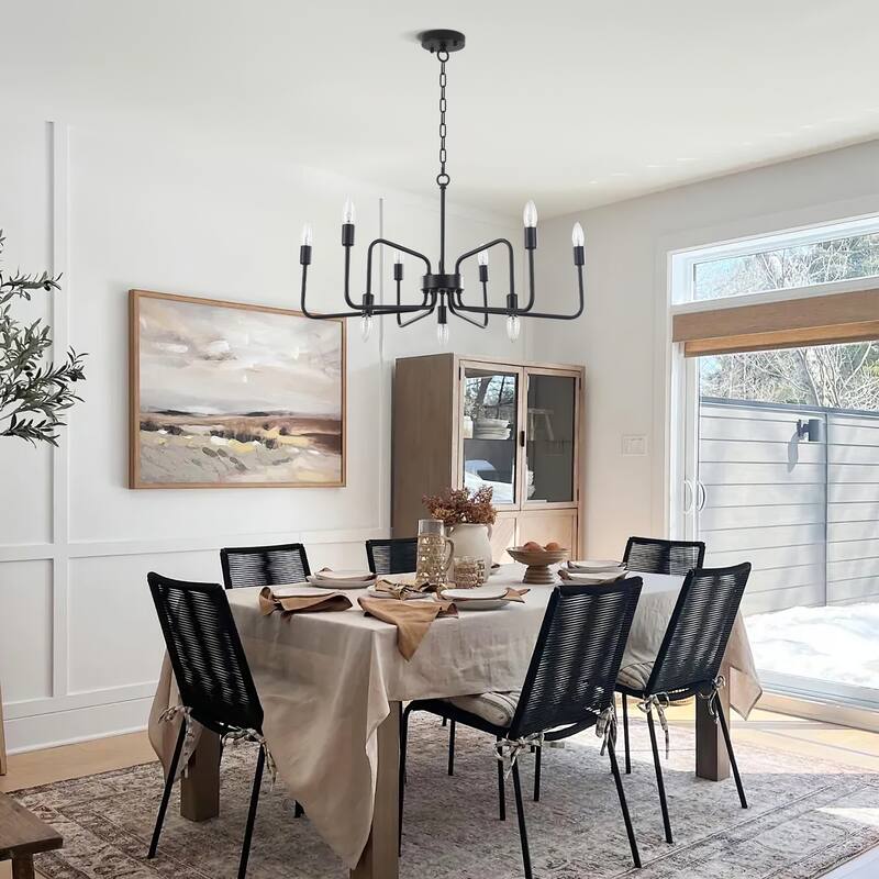 9-Light Black Metal Industrial-Style Chandelier
