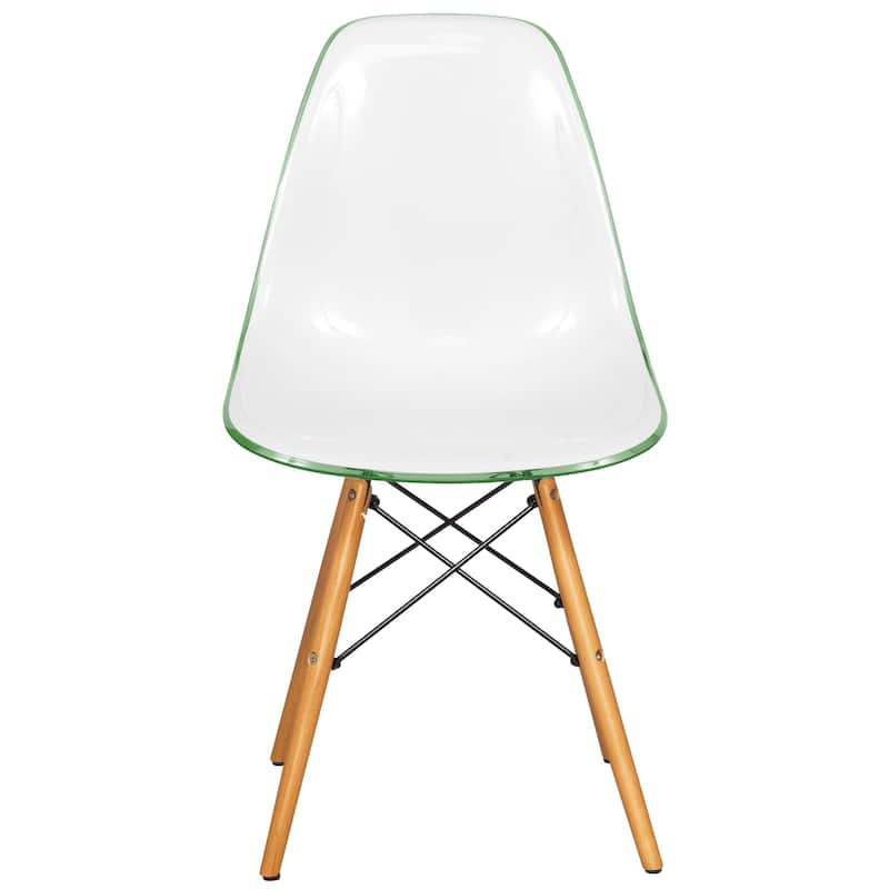Cresco Acrylic Dining Chair in Solid Beech Wood Legs Banquet Side Chair (Set of 4) for Indoor and Outdoor - 32" Height