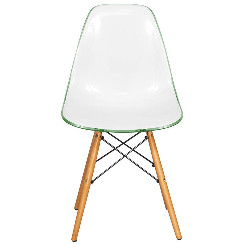 Cresco Acrylic Accent Banquet Side Dining Chair in Solid Beech Wood Legs for Indoor Outdoor Home Office Living Room & Kitchen