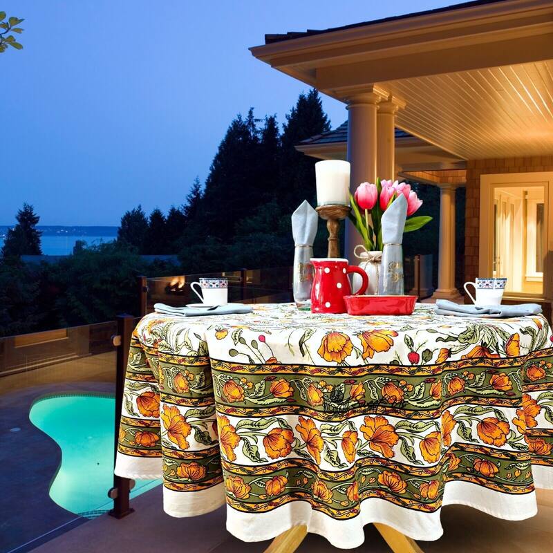 Cotton Sweet French Country Floral Tablecloth Round, Runner