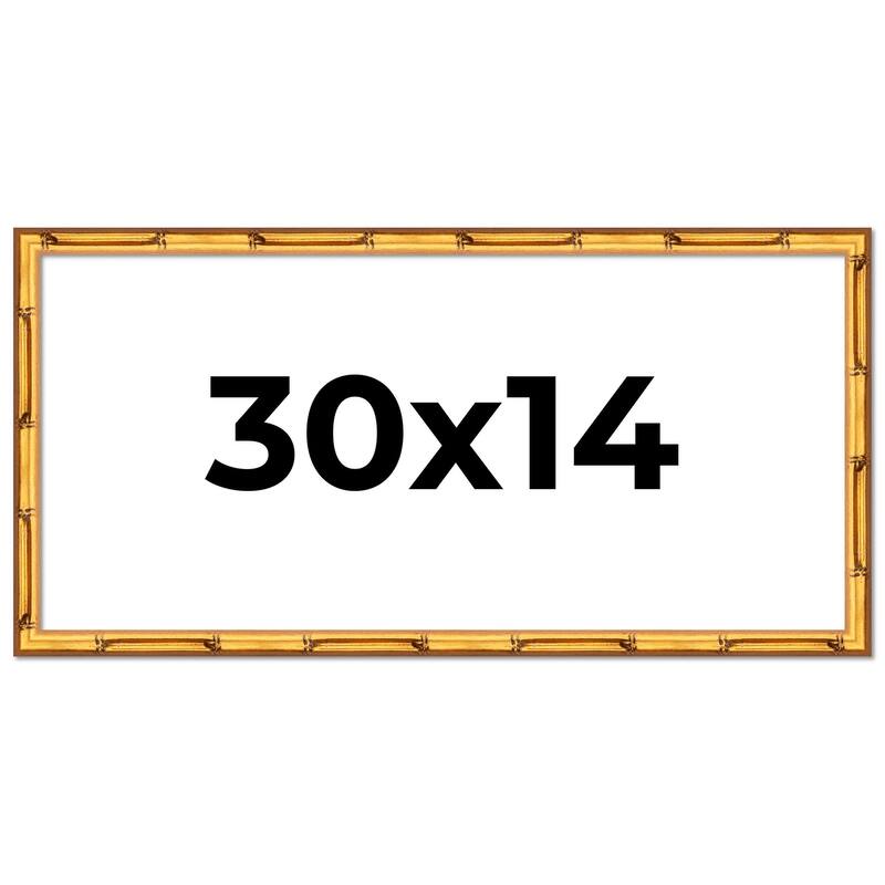 30x14 Frame Gold Bamboo Picture Frame Modern Photo Frame Includes UV Acrylic Shatter Guard Front Acid Free Foam Backing Board