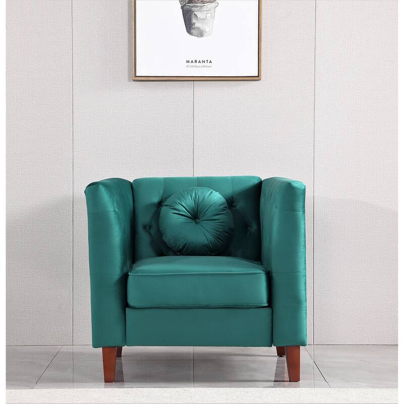 US PRIDE FURNITURE Velvet Classic Chesterfield Chair with Wood legs