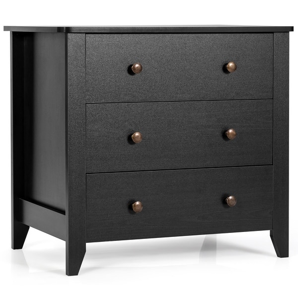 slide 2 of 21, Gymax 3 Drawer Dresser Chest of Drawers Bedside Table for Living Room Black