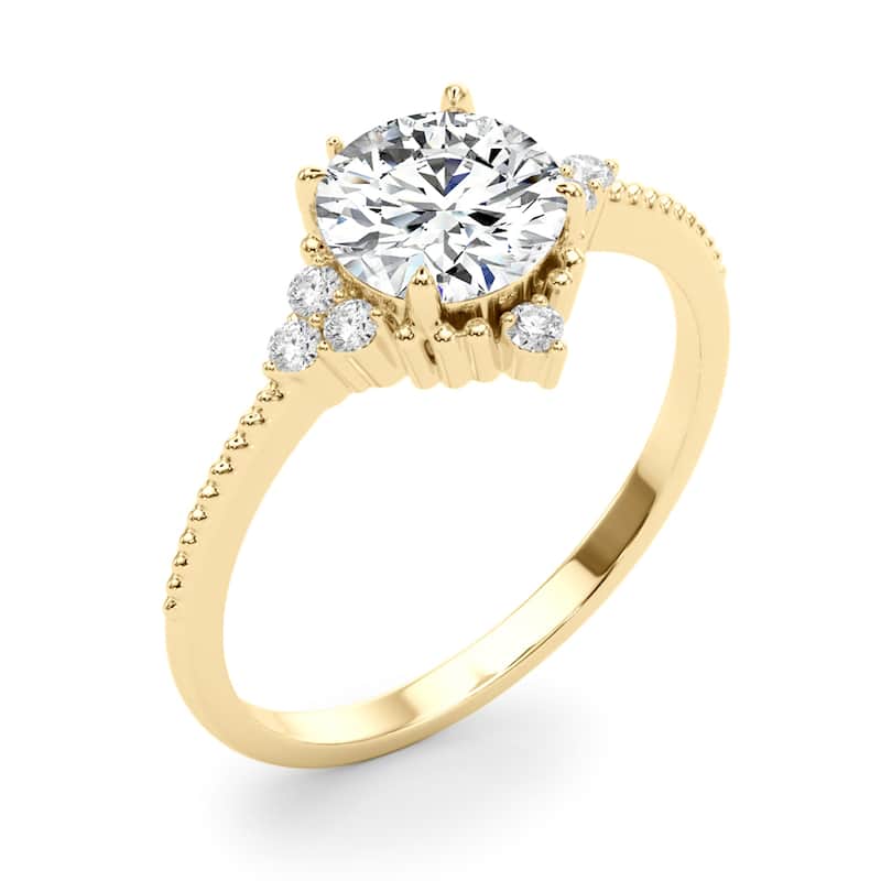 Auriya 14k Yellow Gold Lab Grown Round Diamond Halo Engagement Ring 0.50 to 5.00 ct. tw. (F-G VS)