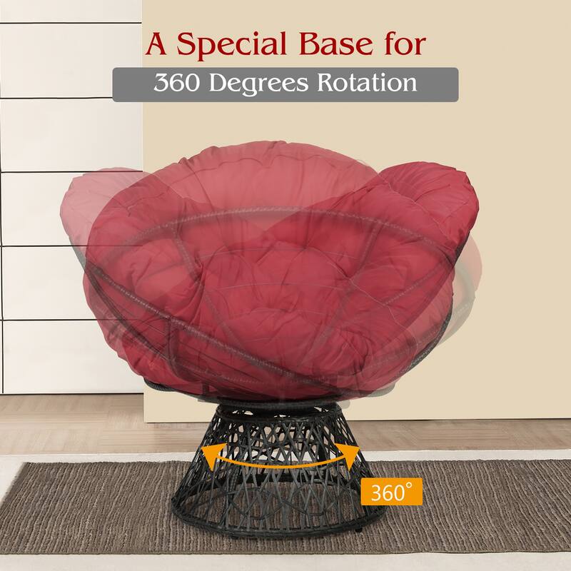 Costway Rattan Papasan Chair Ergonomic Chair 360-degree Swivel Soft