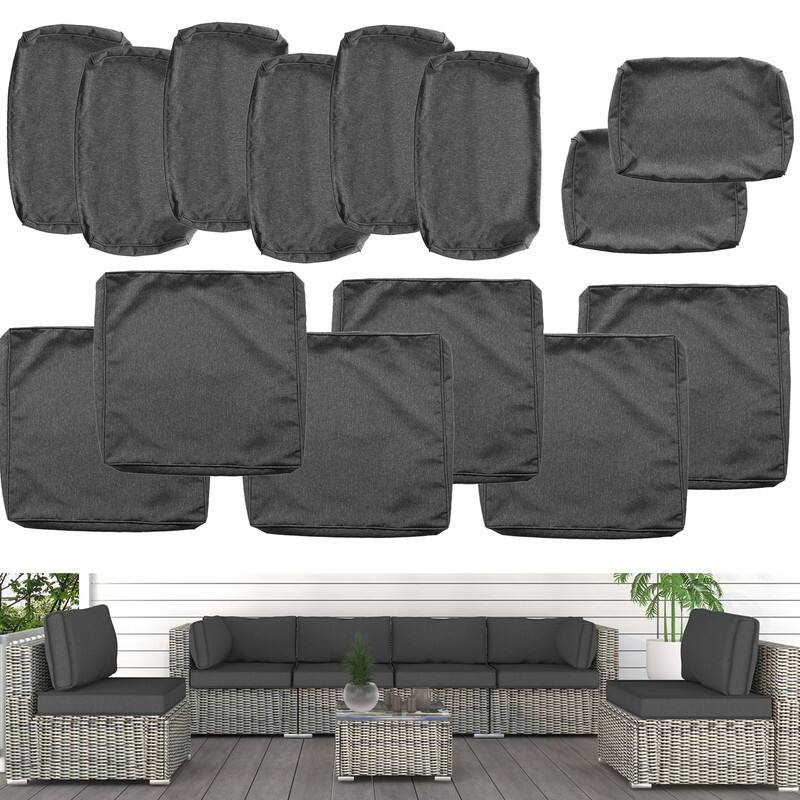 Outdoor Patio Cushion Covers Replacement, Waterproof Furniture Cushion Slipcovers, for Wicker Rattan Sectional Couch Chair