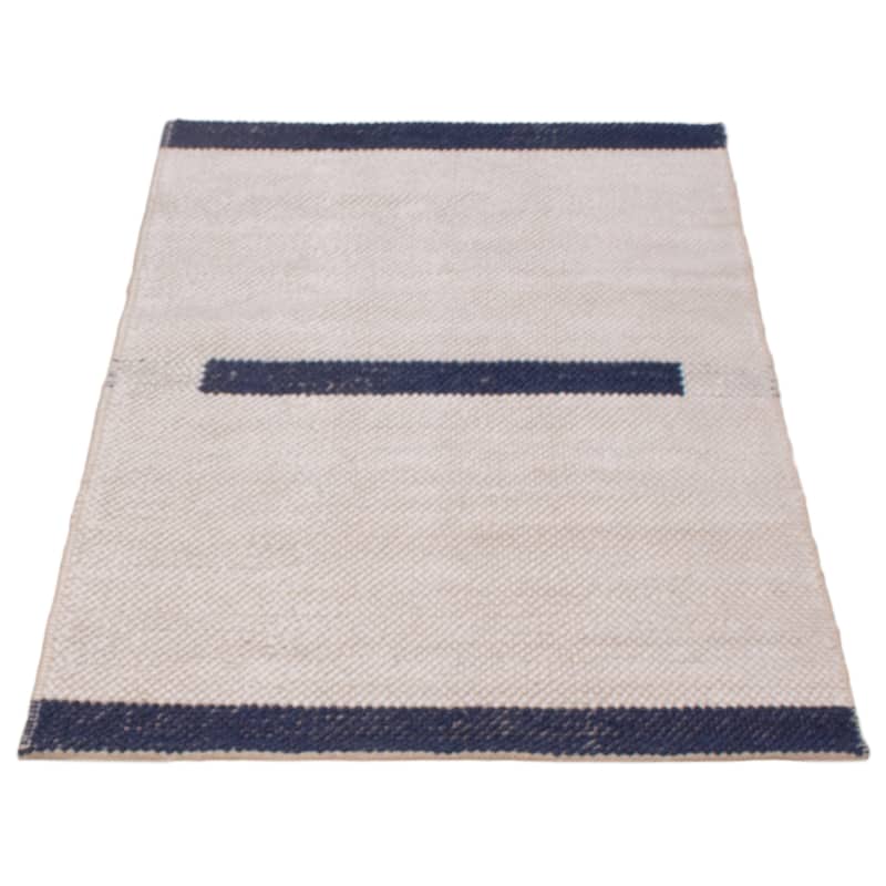 ECARPETGALLERY Braid weave Sienna Cream, Navy Wool Rug - 4'0 x 5'10