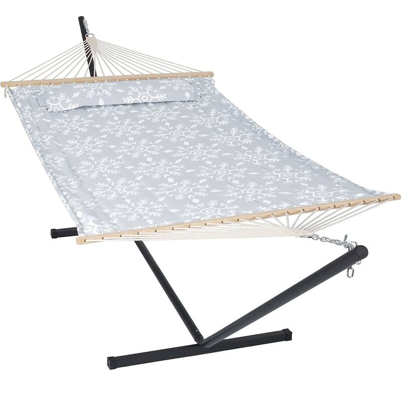 Outdoor Portable Double Hammock with Stand&Pillow Max 475 lbs Capacity