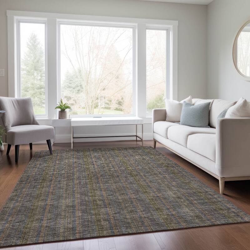 Machine Washable Indoor/ Outdoor Stripe Chantille Rug