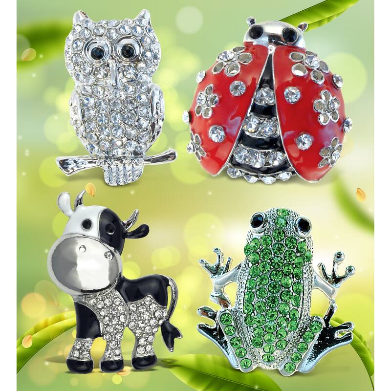 Aqua79 Sparkling Refrigerator Magnet Set Mix with Rhinestone - 4 Pcs - 1.25 inches