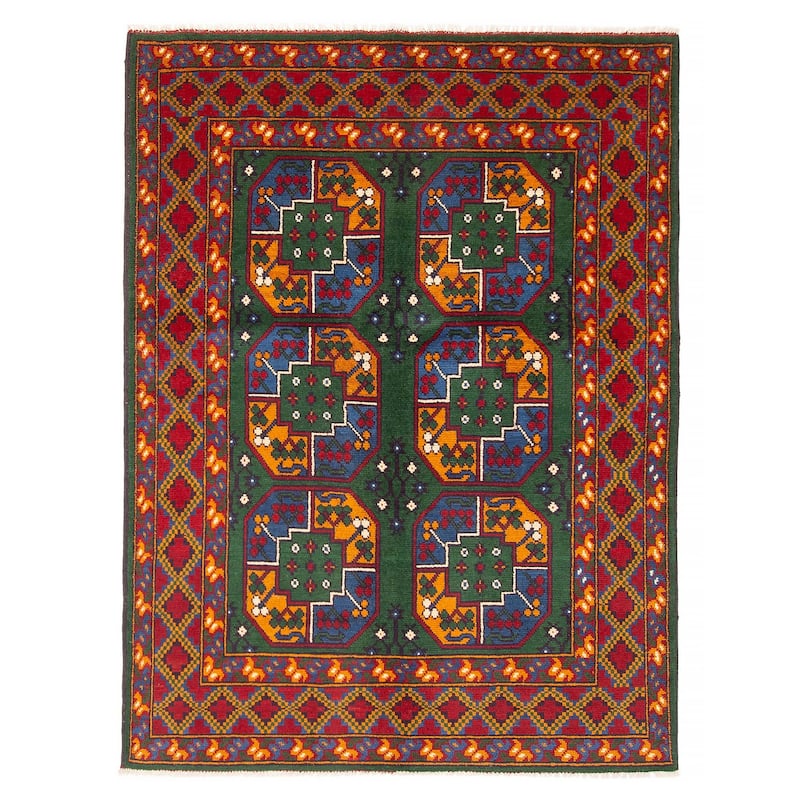 ECARPETGALLERY Hand-knotted Afghan Green Wool Rug - 4'11 x 6'6 - Green - 4'11 x 6'6
