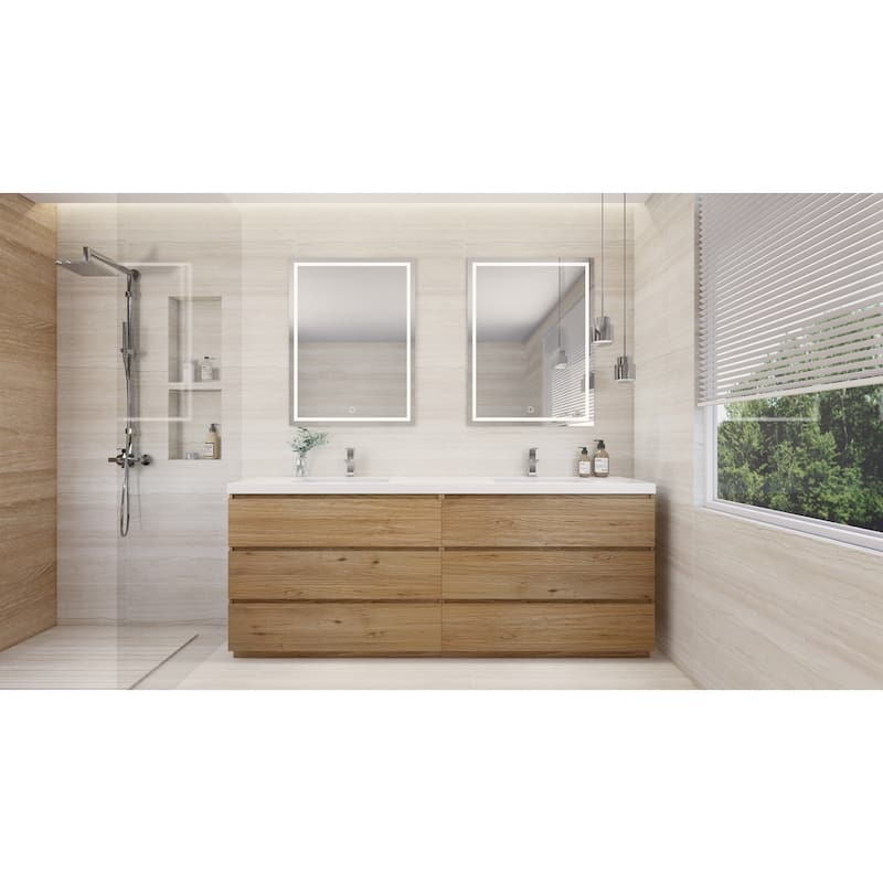 Angeles 84" freestanding bath vanity with dual basin reinforced acrylic top