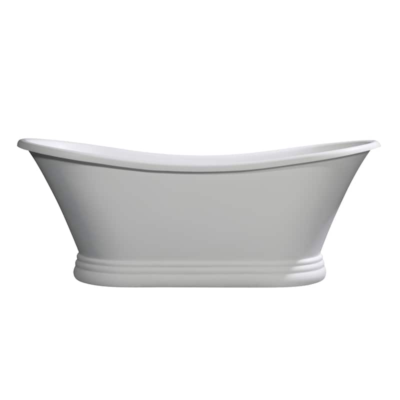 67" White Matte Pedestal Solid Surface Resin Bathtub