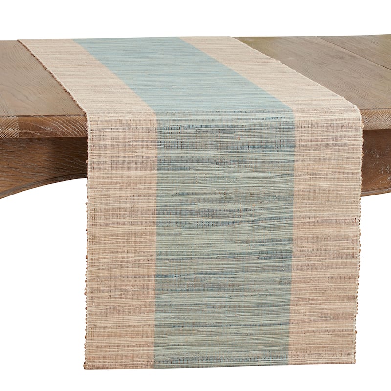Shimmering Table Runner With Banded Design - 16"x72" - Turquoise