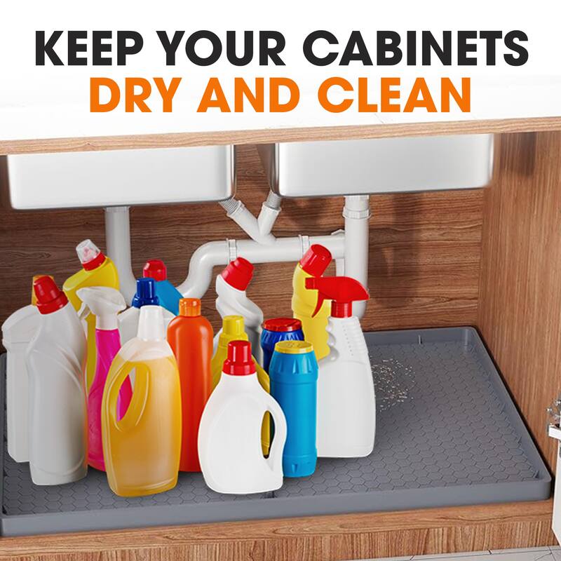 Cheer Collection Waterproof Silicone Under Sink Mat with Raised Edges