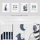 preview thumbnail 2 of 4, Bear and Owl Collection Wall Decor Art Prints (Set of 4) - Navy Blue Grey Gold Black Celestial Moon Star Watercolor Forest