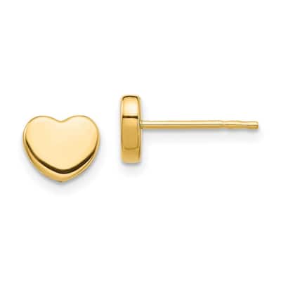 Curata 10k Yellow Gold Polished 7x7.35mm Heart Post Earrings