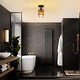 preview thumbnail 5 of 3, Farmhouse light bulb glass metal rattan dining Room black ceiling light - N/A