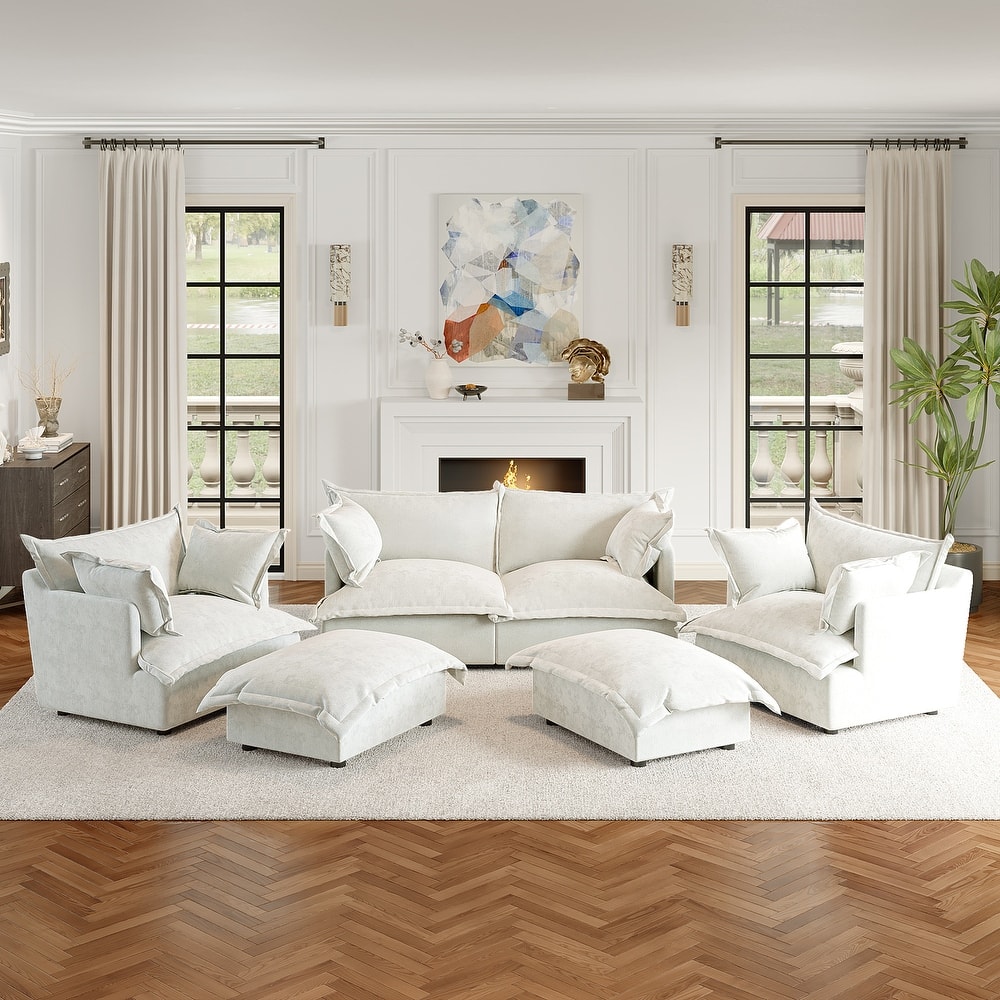 6-Piece Chenille Cloud Modular Living Room Set