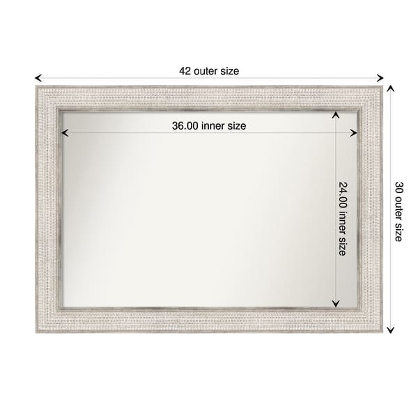 dimension image slide 4 of 5, Non-Beveled Wood Bathroom Wall Mirror - Trellis Silver Frame - Trellis Silver