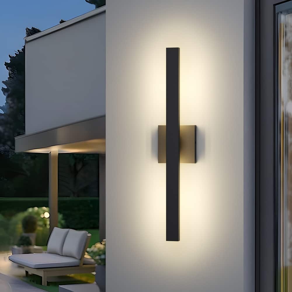 Black Aluminum LED Outdoor Wall Sconce Linear Wall Mounted Lights