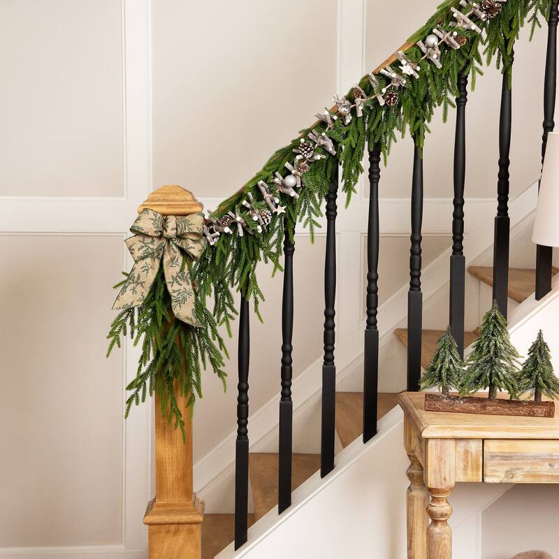 Ornaments and Stars Wood Branch Artificial Christmas Garland - 3.25' x 4" - Unlit
