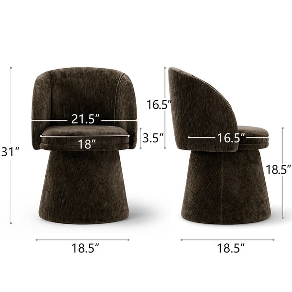 dimension image slide 5 of 8, 21.5" Wide Upholstered Swivel Barrel Vanity Stool with Pedestal Base