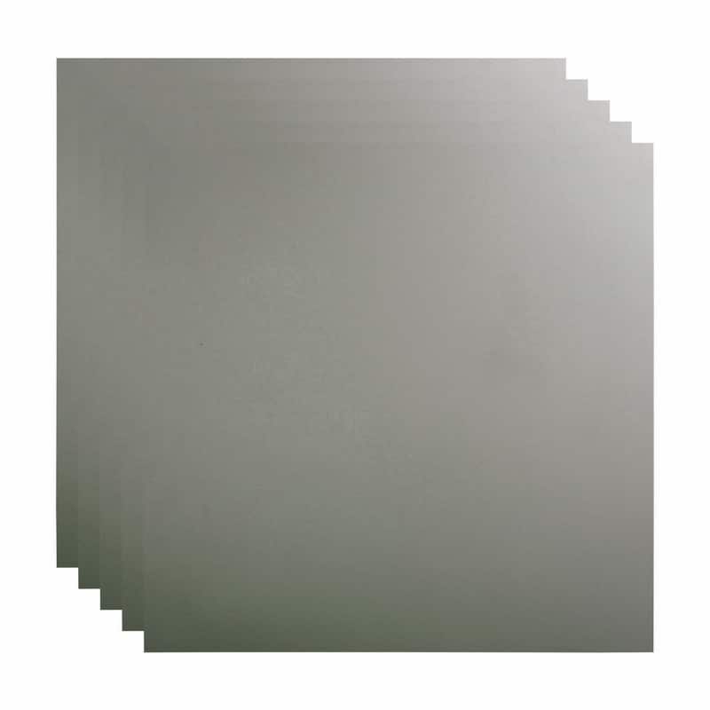 FASÄDE Flat Decorative Vinyl 2ft x 2ft Lay in Ceiling Panel in Argent Silver (5 Pack) - 5 Pack - Argent Silver