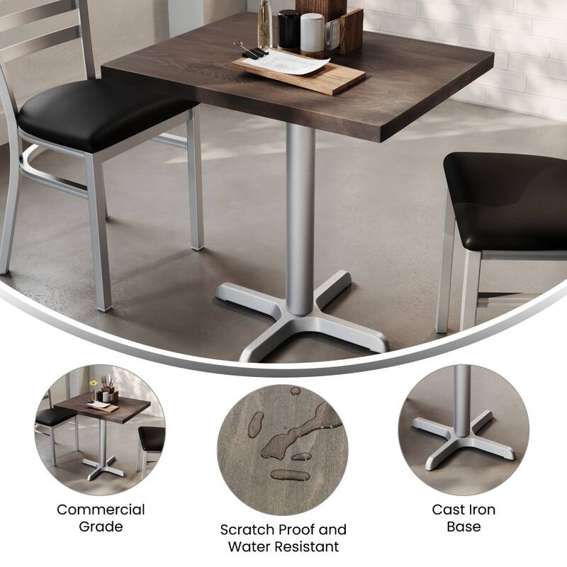 Rectangular Solid Wood Commercial Tabletop with 22" x 22" Dining Height X-Base