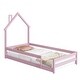 preview thumbnail 11 of 28, Twin Size Wood Bed Frame with House-shaped Headboard Floor bed with Fences
