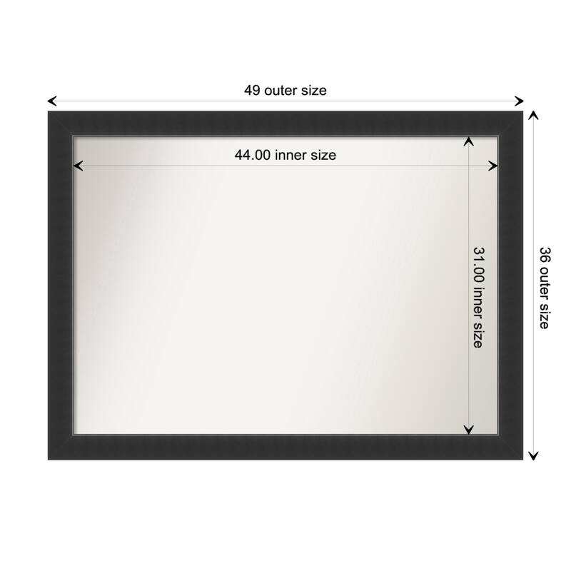 Corvino Black Framed Non-Beveled Custom Wall Mirror, Bathroom Vanity Mirror - Outer Size: 49 x 36