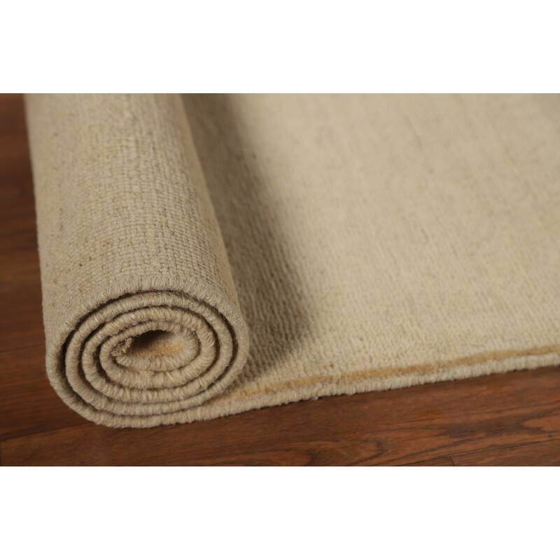 Modern Gabbeh Runner Rug Hand-Knotted Solid Wool Carpet - 2'9"x 9'7"