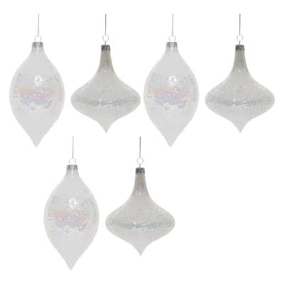 Set of 6 Glass Finial Ornaments Traditional Holiday Decor