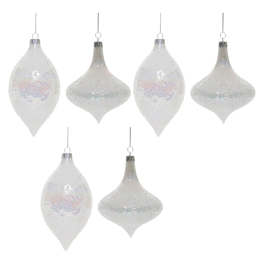 Set of 6 Glass Finial Ornaments Traditional Holiday Decor