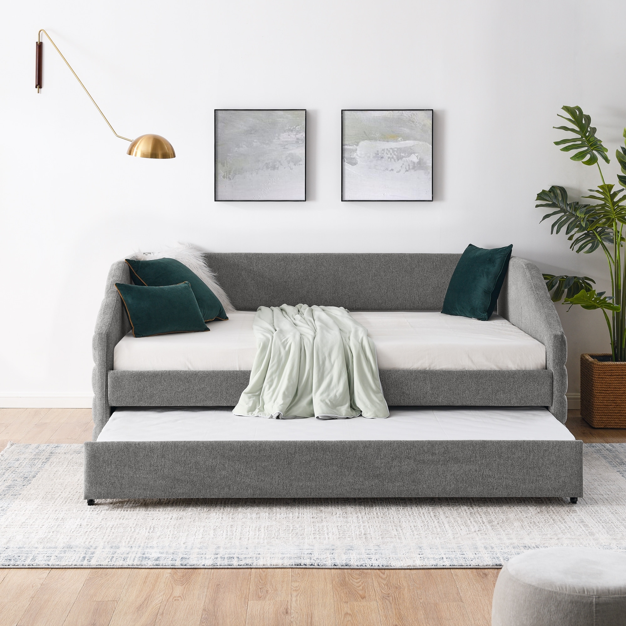 Full Size Daybed with Trundle Tufted Sofa Bed Living Room Daybed