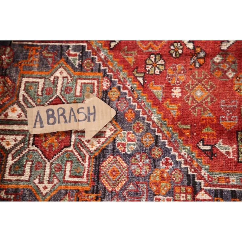 Geometric Shiraz Persian Vintage Area Rug Handmade Wool Carpet - 3'8"x 5'8"